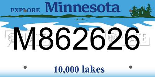 M862626 Minnesota License Plate