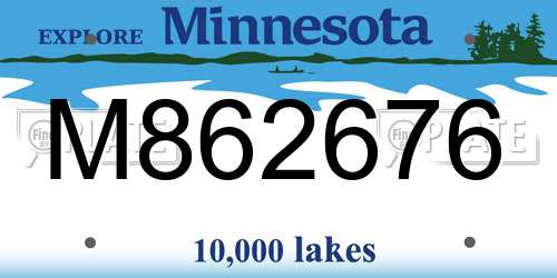 M862676 Minnesota License Plate