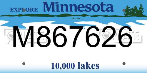 M867626 Minnesota License Plate