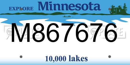 M867676 Minnesota License Plate