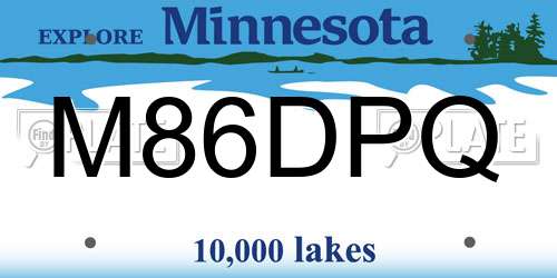 M86DPQ Minnesota License Plate