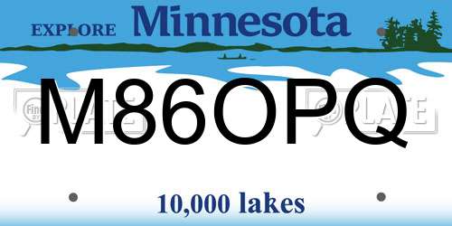 M86OPQ Minnesota License Plate