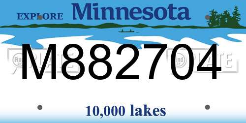 M882704 Minnesota License Plate
