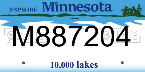 M887204 Minnesota License Plate