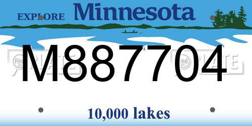 M887704 Minnesota License Plate