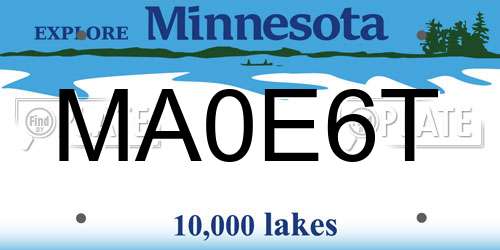 MA0E6T Minnesota License Plate