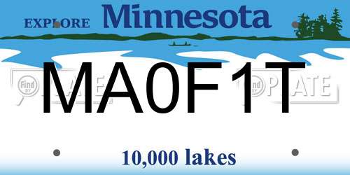 MA0F1T Minnesota License Plate