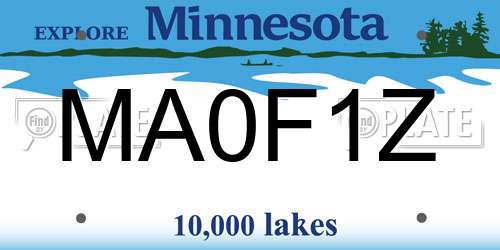 MA0F1Z Minnesota License Plate