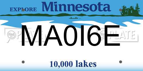 MA0I6E Minnesota License Plate