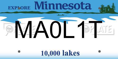 MA0L1T Minnesota License Plate
