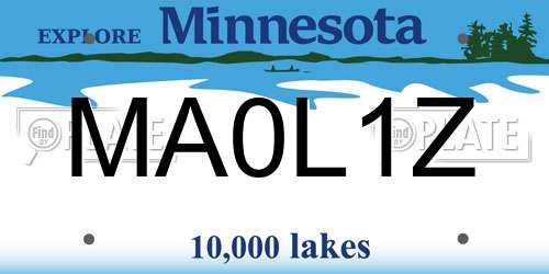MA0L1Z Minnesota License Plate