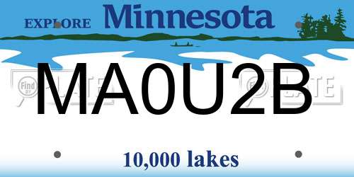 MA0U2B Minnesota License Plate