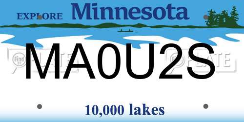 MA0U2S Minnesota License Plate