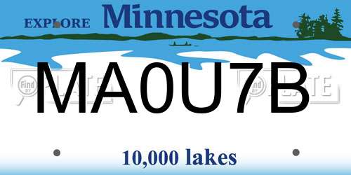 MA0U7B Minnesota License Plate