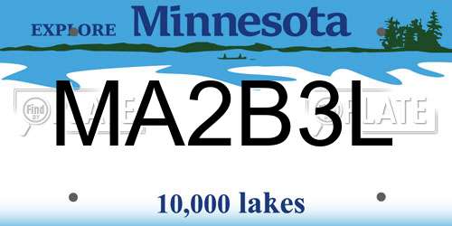 MA2B3L Minnesota License Plate