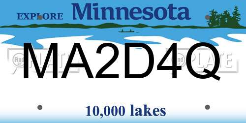 MA2D4Q Minnesota License Plate