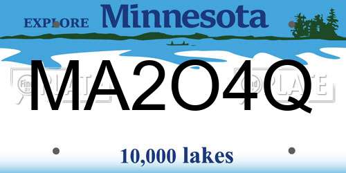 MA2O4Q Minnesota License Plate