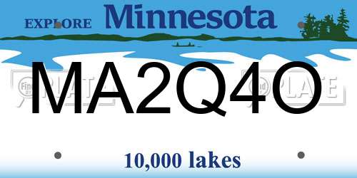 MA2Q4O Minnesota License Plate
