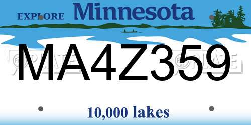 MA4Z359 Minnesota License Plate