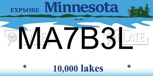 MA7B3L Minnesota License Plate