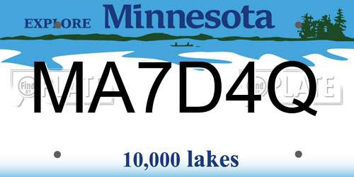MA7D4Q Minnesota License Plate