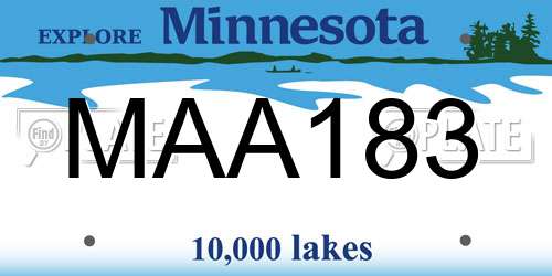 MAA183 Minnesota License Plate
