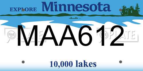 MAA612 Minnesota License Plate
