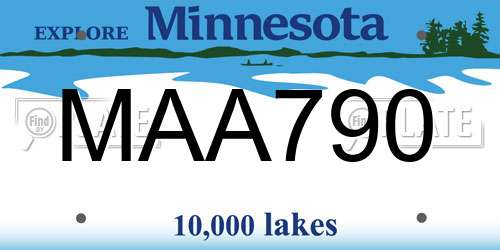 MAA790 Minnesota License Plate