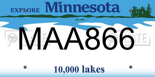 MAA866 Minnesota License Plate