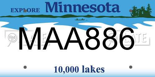 MAA886 Minnesota License Plate