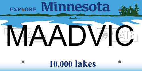 MAADVIC Minnesota License Plate
