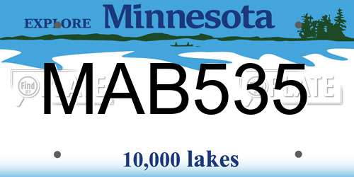 MAB535 Minnesota License Plate