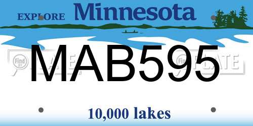 MAB595 Minnesota License Plate