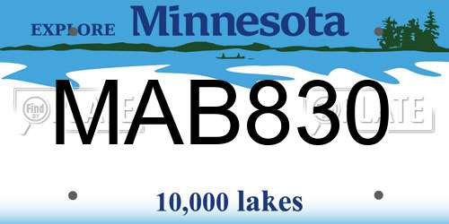 MAB830 Minnesota License Plate