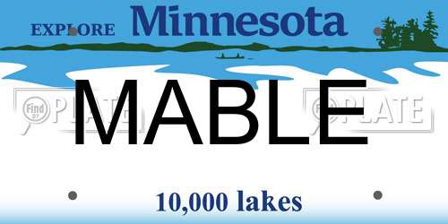 MABLE Minnesota License Plate
