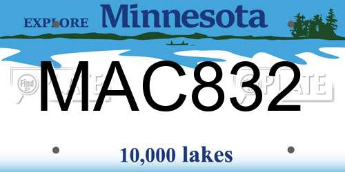 MAC832 Minnesota License Plate