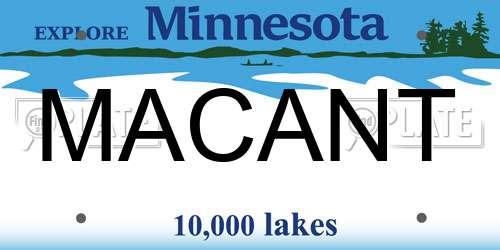 MACANT Minnesota License Plate