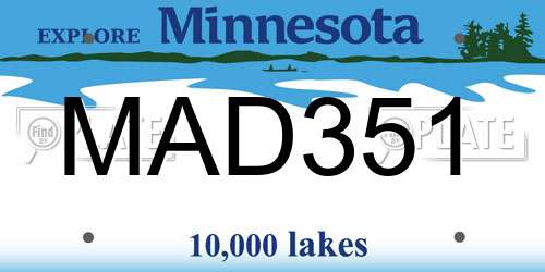 MAD351 Minnesota License Plate