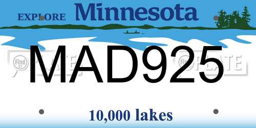 MAD925 Minnesota License Plate