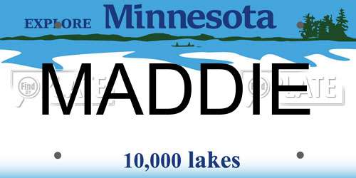 MADDIE Minnesota License Plate