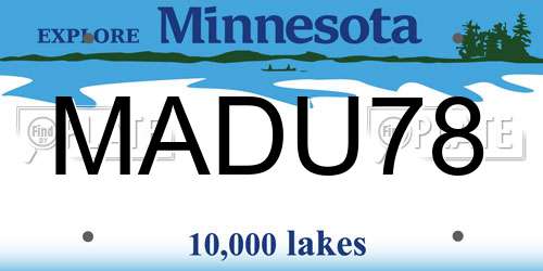MADU78 Minnesota License Plate