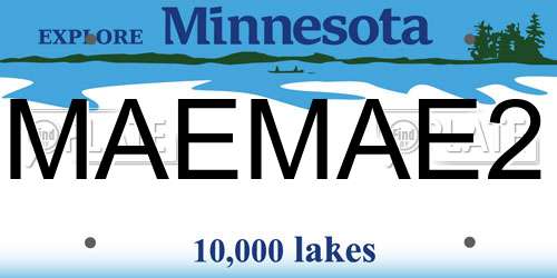 MAEMAE2 Minnesota License Plate