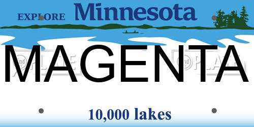 MAGENTA Minnesota License Plate
