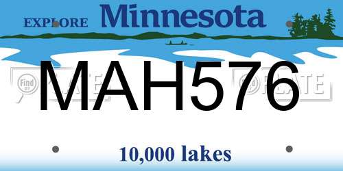 MAH576 Minnesota License Plate