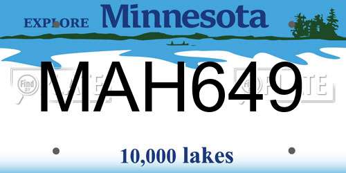 MAH649 Minnesota License Plate