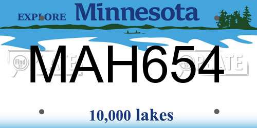 MAH654 Minnesota License Plate