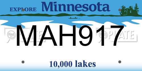 MAH917 Minnesota License Plate