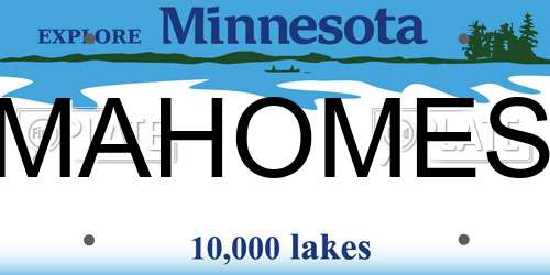 MAHOMES Minnesota License Plate