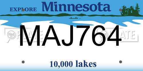 MAJ764 Minnesota License Plate