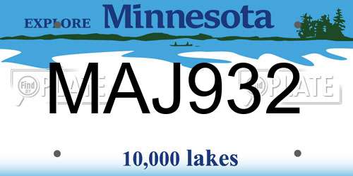 MAJ932 Minnesota License Plate